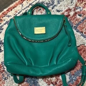 Marc By Marc Jacobs Green Leather Backpack with Gold Accents